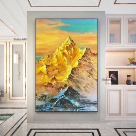 Handmade Large Golden Mountain Oil Painting;  Textured Acrylic Painting Modern Landscape Modern Wall Art Living Room Home Decor - 150X220cm
