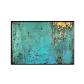 100% Handmade Gold Foil Abstract Oil Painting  Wall Art Modern Minimalist Blue Color Canvas Home Decor For Living Room No Frame - 50x70cm