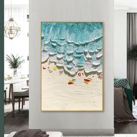 Thick Texture People On The Beach Handmade Abstract Oil Painting Unframed Custom Artwork China Import Item Decoration For Home - 70x140cm