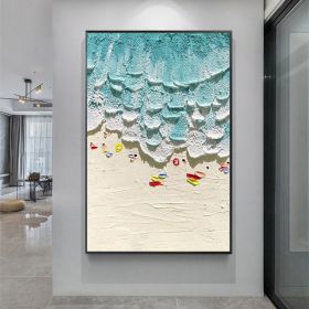Thick Texture People On The Beach Handmade Abstract Oil Painting Unframed Custom Artwork China Import Item Decoration For Home - 50x70cm