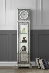 ACME Noralie GRANDFATHER CLOCK W/LED Mirrored & Faux Diamonds AC00354 - as Pic