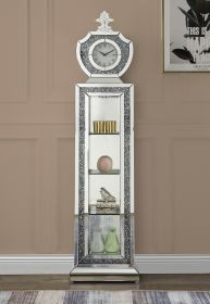 ACME Noralie GRANDFATHER CLOCK W/LED Mirrored & Faux Diamonds AC00351 - as Pic