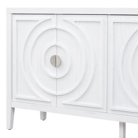 TREXM Retro Sideboarddoor with Circular Groove Design Round Metal Door Handle for Entrance, Dinning Room, Living Room (White) - as Pic