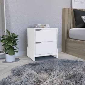 DEPOT E-SHOP Haines Nightstand with 2-Drawers, End Table with Sturdy Base, White - as Pic