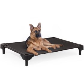 Outdoor Elevated Dog Bed Raised Dog Cots Beds for Large Dogs Indoor & Outdoor Pet Hammock Bed with Frame with Breathable Mesh(Large; Black) - as Pic