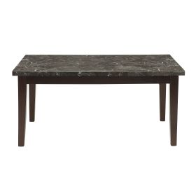Transitional Dining Table 1pc Espresso Finish Wood Legs Black Marble Top Dining Room Furniture - as Pic