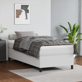 Box Spring Bed Frame White 39.4"x79.9" Twin XL Faux Leather - White