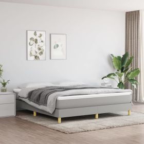 Box Spring Bed with Mattress Light Gray 72"x83.9" California King Fabric - Gray