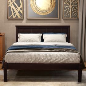 Platform Bed Frame with Headboard , Wood Slat Support , No Box Spring Needed ,Twin - Espresso