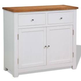 Sideboard 35.4"x13.2"x32.7" Solid Oak Wood - White
