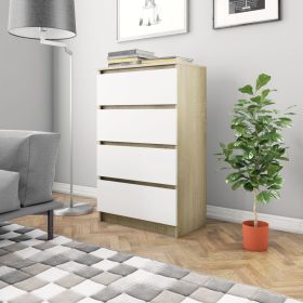 Sideboard White and Sonoma Oak 23.6"x13.8"x38.8" Engineered Wood
