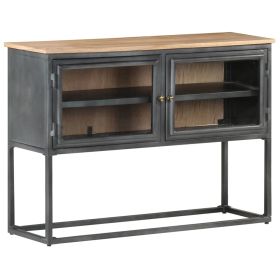 Sideboard Gray 39.4"x11.8"x27.6" Solid Acacia Wood - Grey