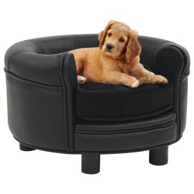 Dog Sofa Black 18.9"x18.9"x12.6" Plush and Faux Leather - Black