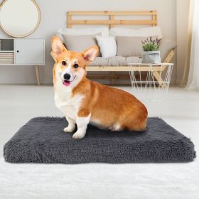 Dog Bed Soft Plush Cushion Cozy Warm Pet Crate Mat Dog Carpet Mattress with Long Plush for S M Dogs - L