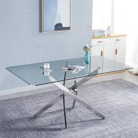 Rectangular Tempered Glass Dining Table, Modern Dining Room Interior Design, For 6 People - as Pic