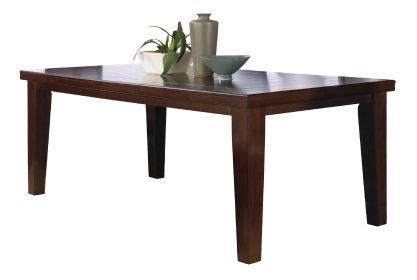 1pc Contemporary Style Dining Rectangular Table with18" Leaf Tapered Block Feet Brown Wood Finish Dining Room Solid Wood Wooden Furniture - as Pic
