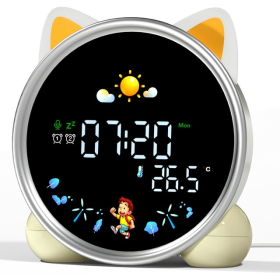 Hansang Alarm Clock for Kids, Ok to Wake Clock, Sleep Training Cat Digital Alarm Clock with 5 Night Light - Hansang