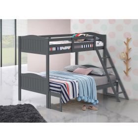 Grey Twin/Full Bunk Bed with Arched Headboard - as Pic