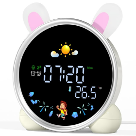 Hansang Alarm Clock for Kids, Ok to Wake Clock with Sleep Training, Rabbit Digital Alarm Clock with Night Light - Hansang