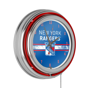 NHL Chrome Double Rung Neon Clock - New York Rangersï¿½ - NHL