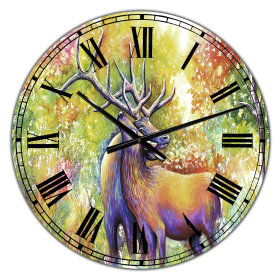 Designart 'Hugging Elk Love' Large Cottage Wall Clock(Size 23" x 23") - Designart