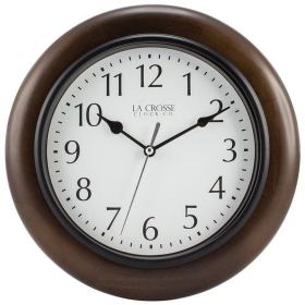 La Crosse Clock 10 In Brown Linwood Classic Analog Quartz Wood Wall Clock, 404-2625 - La Crosse Technology