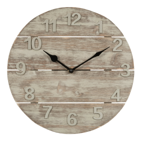 La Crosse Clock 12-inch Sunwashed Wood Brown Quartz Analog Clock, 404-3430W - La Crosse Technology