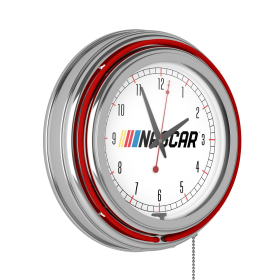 NASCAR Chrome Double Rung Neon Clock - NASCAR