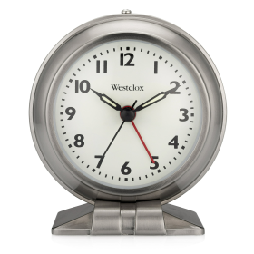 Westclox Silver Metal Analog Alarm Clock - Sleek and Elegant, with Precision Timekeepin - Westclox
