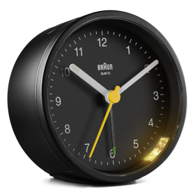 Braun BC12B: Timeless Black Analogue Alarm Clock with Snooze, Light, and Quiet Quartz Movement - Braun