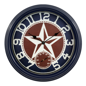 La Crosse Clock 12-inch Indoor/Outdoor Americana Red/Blue Quartz Analog Wall Clock, 404-3012TX - La Crosse Technology