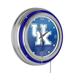 University of Kentucky Chrome Double Rung Neon Clock - Reflection - Kentucky Wildcats