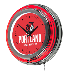 Portland Trail Blazers NBA Chrome Double Ring Neon Clock - NBA
