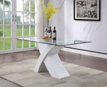 ACME Pervis Dining Table in White & Clear Glass 71105 - as Pic