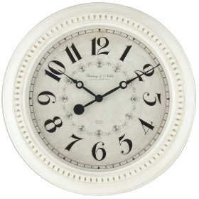 Mainstays Indoor 15.5" Round Antique White French Country Analog Traditional Wall Clock with Arabic Numbers - Mainstays