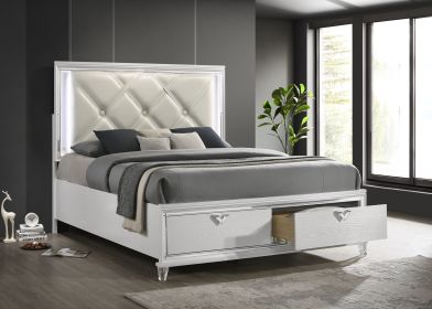 Prism Modern Style King bed with LED Accents & V-Shaped handles - as Pic