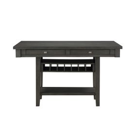 Transitional Gray Finish 1pc Counter Height Table with Storage Drawers Display Shelf Wine Rack Dining Furniture - as Pic