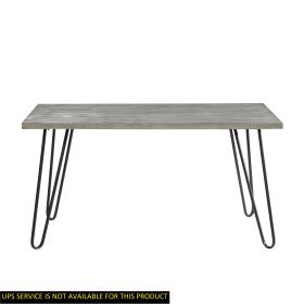 Modern Sleek Design Dining Table 1pc Light Gray Wooden Top Black Finish Metal Legs Dining Furniture - as Pic