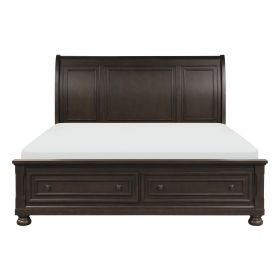 Grayish Brown Finish 1pc California King Size Platform Bed with Footboard Storage Sleigh Bed Transitional Bedroom Furniture - as Pic