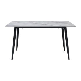 Stylish Sintered Stone Top Dining Table 1pc Black Metal Legs Modern Dining Furniture Contemporary Look - as Pic