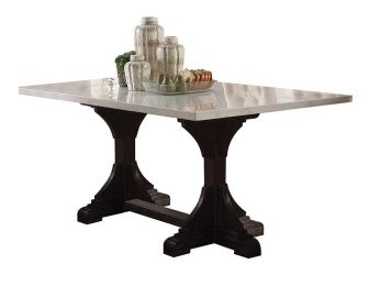 ACME Gerardo Dining Table in White Marble Top & Weathered Espresso 60180 - as Pic