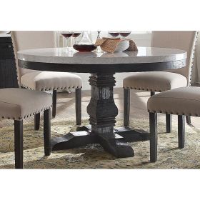 ACME Nolan Dining Table in White Marble & Salvage Dark Oak 72845 - as Pic