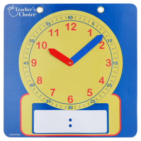 Educational Demonstration Teaching Clock with Erasable Writing Surface, Yellow - Teacher's Choice