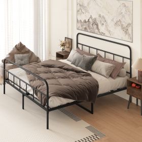 Metal Platform Bed frame with Headboard, Sturdy Metal Frame, No Box Spring Needed(King) - as Pic