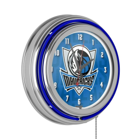 NBA Chrome Double Rung Neon Clock - City - Dallas Mavericks - ADG Source