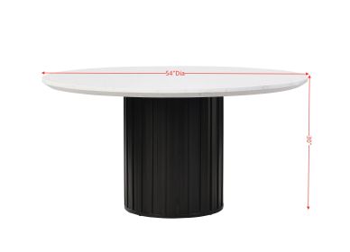 ACME Jaramillo Round Dining Table, Engineering Marble Top & Black Finish DN02141 - as Pic