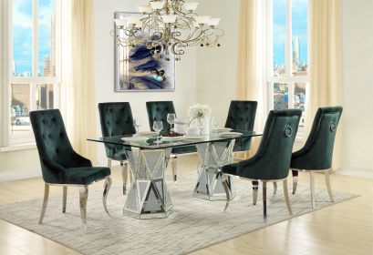 ACME Noralie DINING TABLE Mirrored & Faux Diamonds DN00722 - as Pic