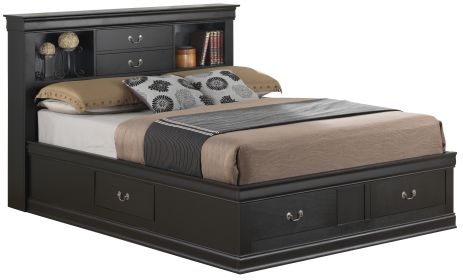 Glory Furniture Louis Phillipe G3150B-KSB King Storage Bed , Black - as Pic