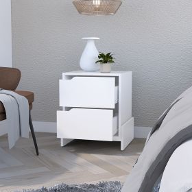 Nightstand Brookland, Bedside Table with Double Drawers and Sturdy Base, White Finish - as Pic