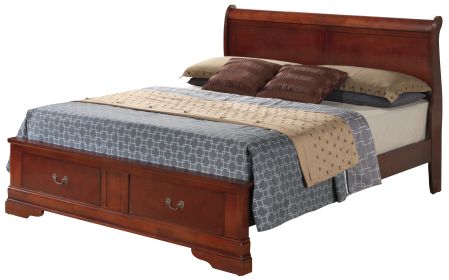 Glory Furniture Louis Phillipe G3100D-KSB2 King Storage Bed , Cherry - as Pic